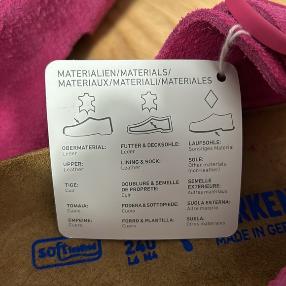 Birkenstock New Women's Arizona SF Sandal Fuchsia Tulip Suede 37 240 L 6 M 6 - Picture 9 of 10